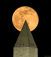 Just-Past Full Wolf Moon Rising over the Washington Monument