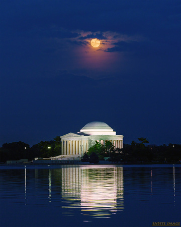 Strawberry Full Moon over the Jefferson Memorial