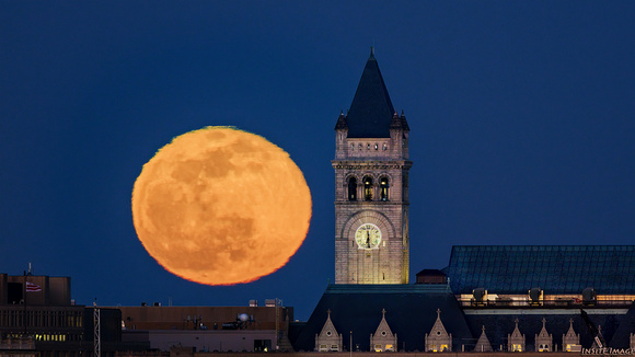 Full Moon / Worm Moon rising by the Old Post Office DC