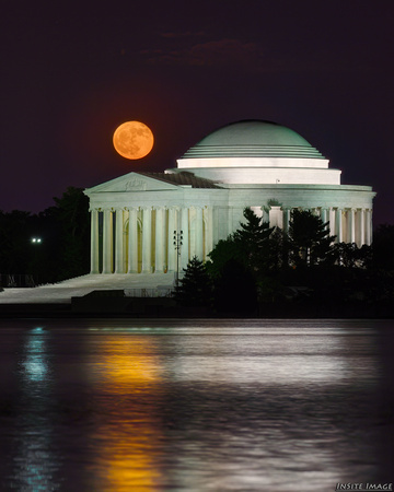 Just-past full Strawberry Moon over the Jefferson Memorial
