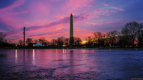 Icy Sunrise with the Washington Monument