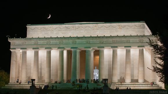 Crescent Moon over the Lincoln Memorial