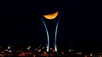 Moon set over the US Air Force Memorial