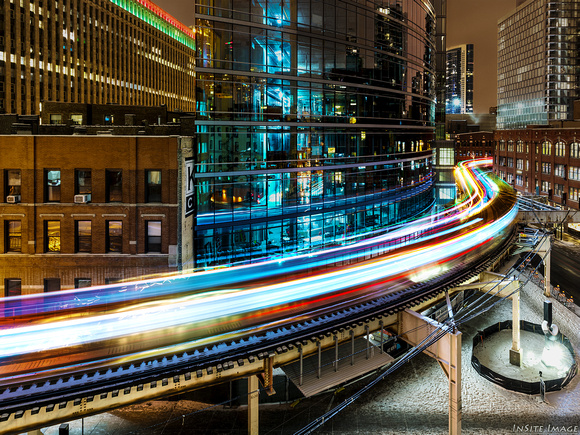 Duel Chicago "L" (elevated) Train Light Trails