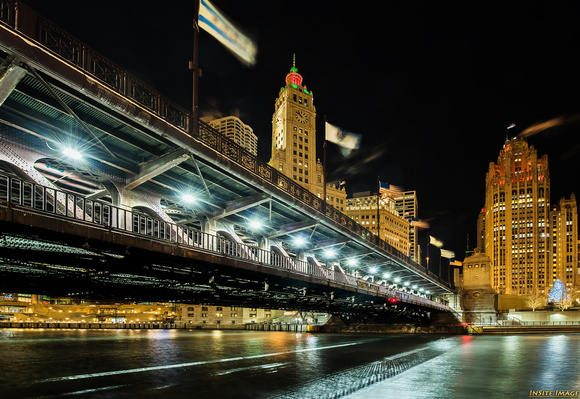 Chicago's Michigan Avenue Bridge (DuSable Bridge) over the holidays