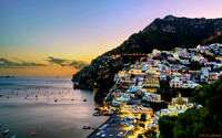 Dusk settles on Positano Italy along the Amalfi Coast