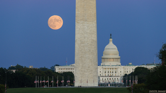 Hunter's Moon (almost full) rising over the Nation's Capitol