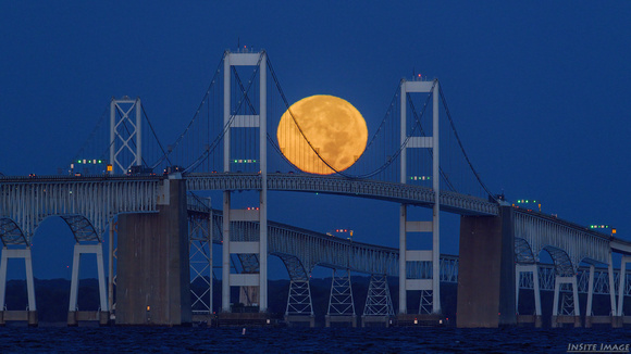 Full Moon / Hunter's Moon setting over the Chesapeake Bay Bridge