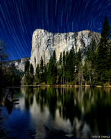 Yosemite star trails of El Capitan from Cathedral Beach