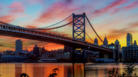 Sunset over Philadelphia and the Benjamin Franklin Bridge