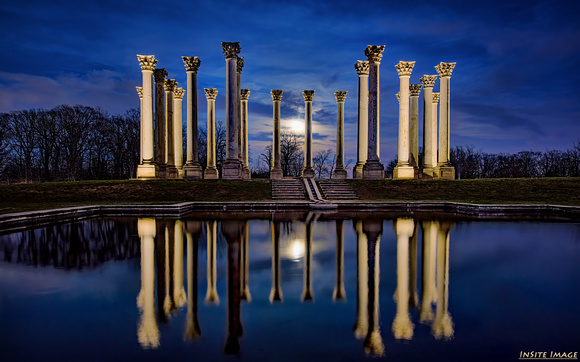 Moonrise with the Capitol Columns at DC's National Arboretum