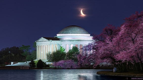 Cherry Blossom Moonrise at the Jefferson Memorial