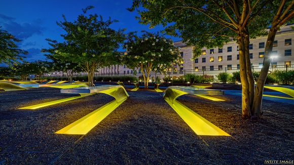 National 9/11 Pentagon Memorial's Benches at Nightfall