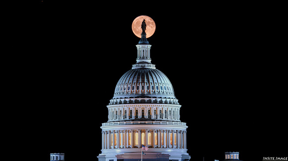 Harvest Moon with the US Capitol