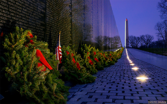 Vietnam Veterans Memorial with Wreaths Across America