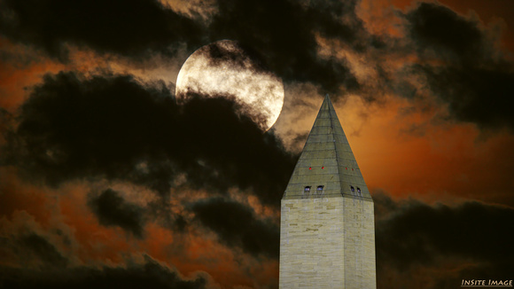 December's Cold Moon with the Washington monument