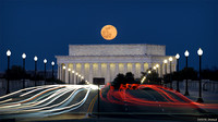 January's Wolf Moon Rising Above the Lincoln Memorial