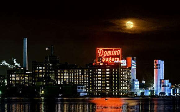 Full Buck Supermoon over the Domino Sugars factory in Baltimore
