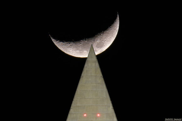 Waxing Crescent Moon over the Washington Monument