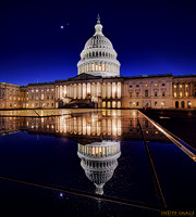 The US Capitol, Crescent Moon and Venus